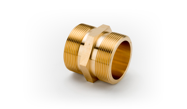 3/4 x 1/2 Brass Double Cone Adaptor Flat Seated Taper Thread