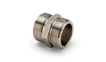 1/2 x 3/8 Parallel Stainless Steel Double Male Adaptor Flat Seated